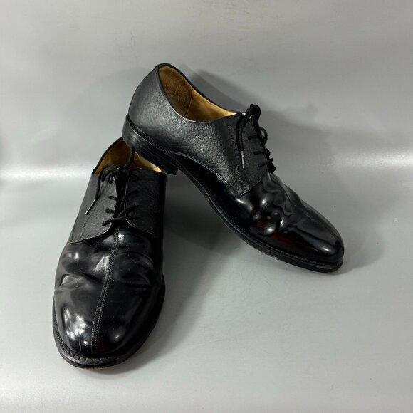 Tauer & Johnson Two-tone Black Leather Men's Derby Dress Shoes, Size 12 E - Picture 1 of 14